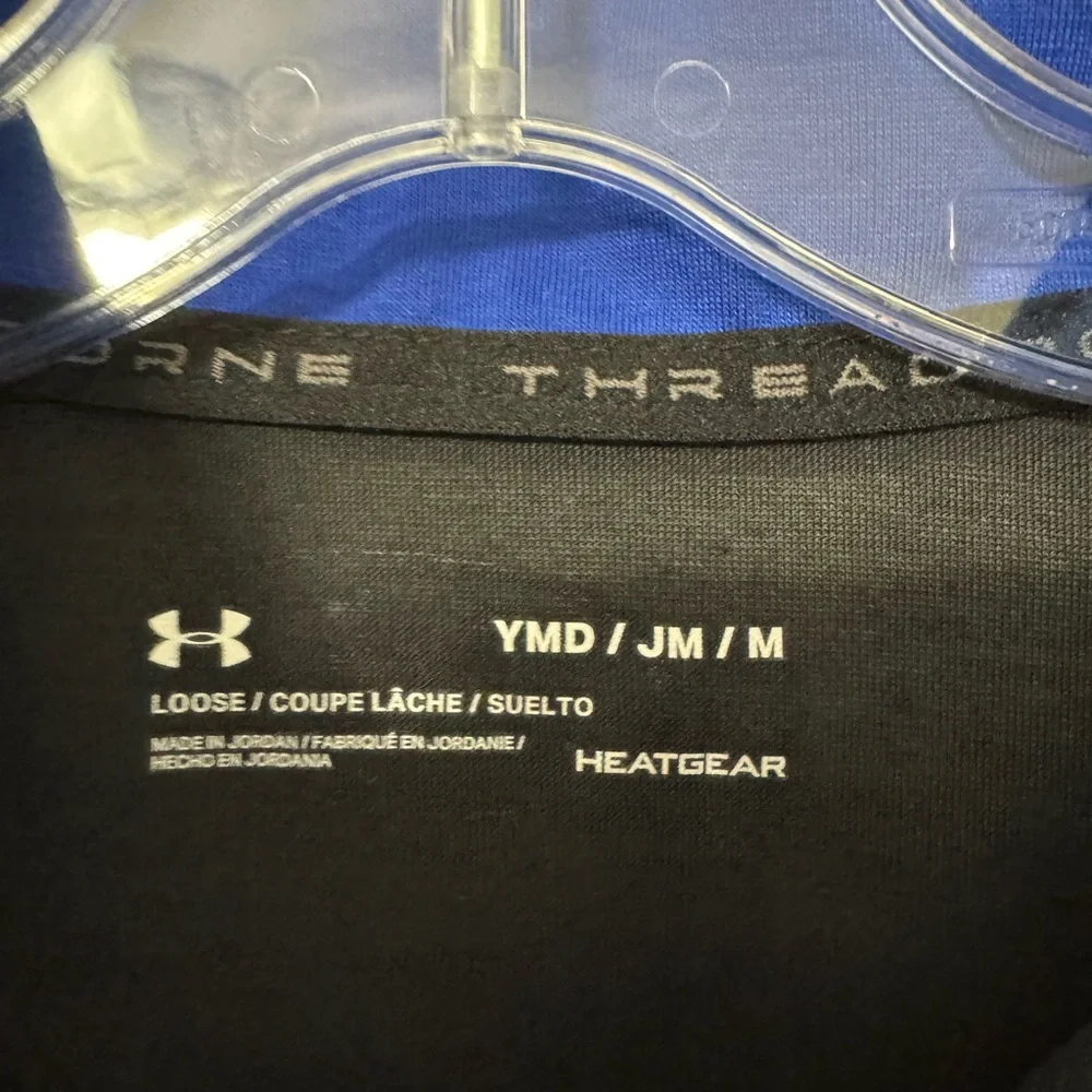 Under Armour Black Pullover with Blue Chest Panel Youth Medium